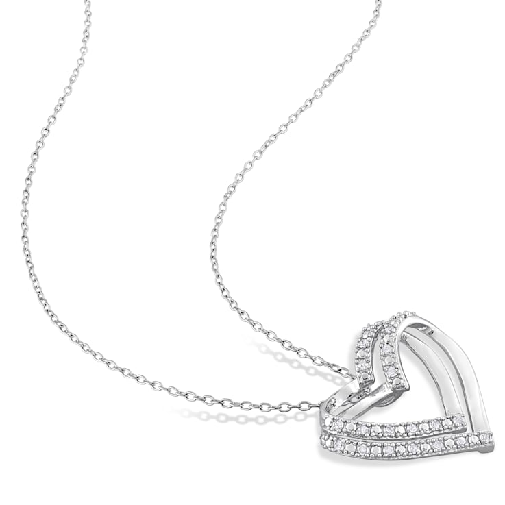 1/5 CT TW Diamond Heart Pendant with Chain in Sterling Silver