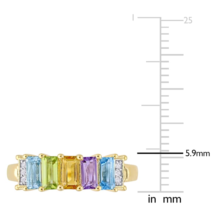 1 1/4 CTW Multi-Gemstone Ring in Yellow Plated Sterling Silver