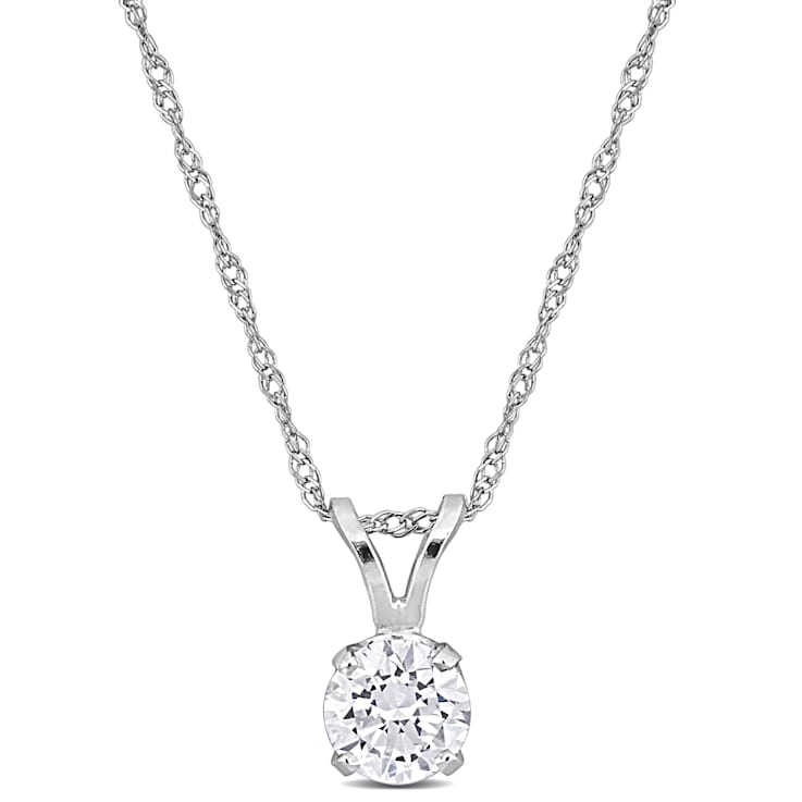 0.50ctw Lab-Grown Diamond Solitaire Pendant with Chain in 14K White Gold