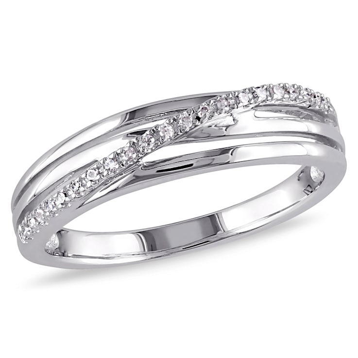 Diamond Crossover Ring in Sterling Silver