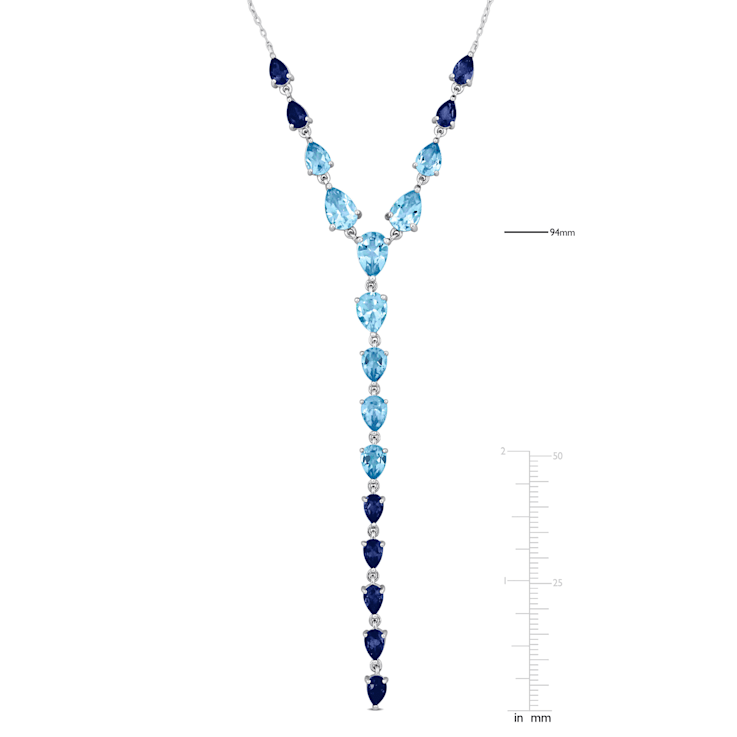14 1/2 CT TGW Sky London and Swiss Blue Topaz Lariat Necklace in
Sterling Silver