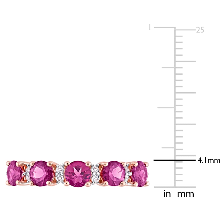 1 3/5 CT TGW Rhodolite and White Topaz Semi Eternity Ring in Rose Plated
Sterling Silver