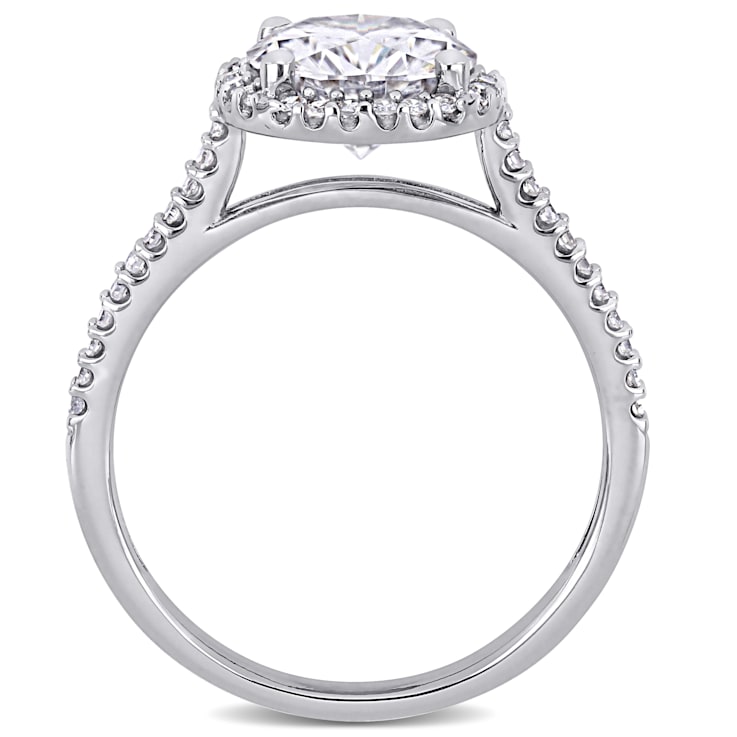 2 CT DEW Created Moissanite and 1/4 CT TW Diamond Engagement Ring in 14K
White Gold
