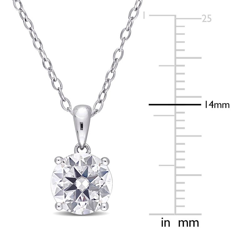 1 4/5 CT DEW Created Moissanite Solitaire Pendant with Chain in Sterling Silver