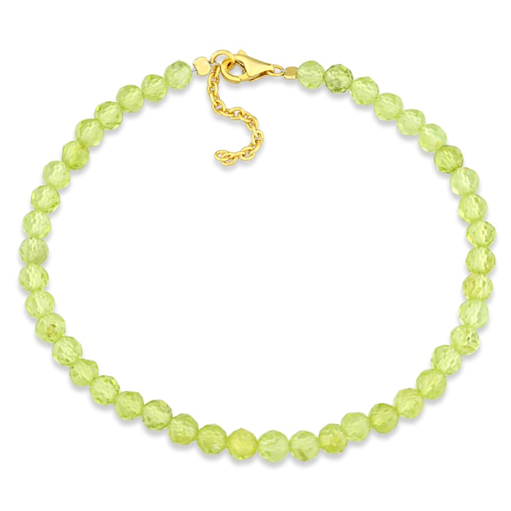 4 3/4 CT TGW Peridot Beaded Bracelet in Yellow Plated Sterling Silver