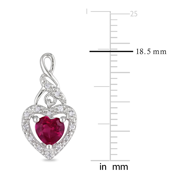 1 1/6 CT TGW Created Ruby and 1/8 CT TW Diamond Heart Twist Earrings in
Sterling Silver