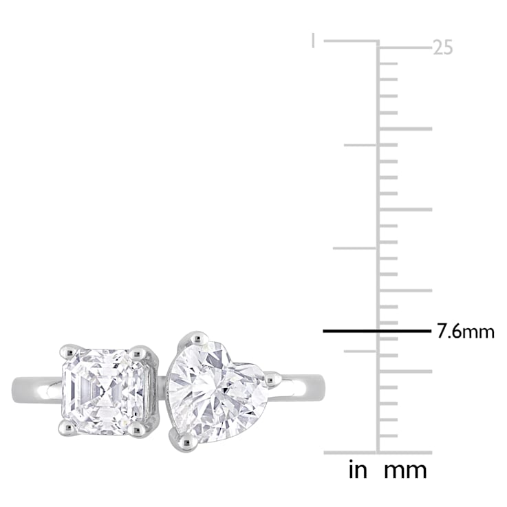 2 CT TGW Created Moissanite 2-Stone Ring in Sterling Silver