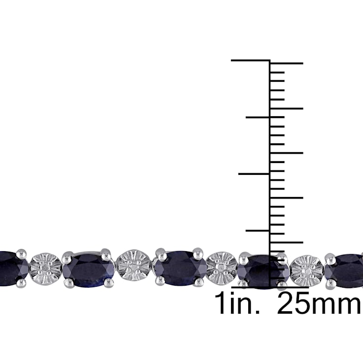 11 1/6 CT TGW Black Sapphire and Diamond Accent Bracelet in Sterling Silver