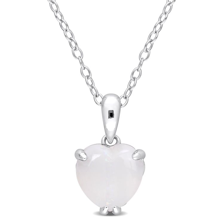 1 1/5 CT TGW Opal Solitaire Pendant With Chain in Sterling Silver