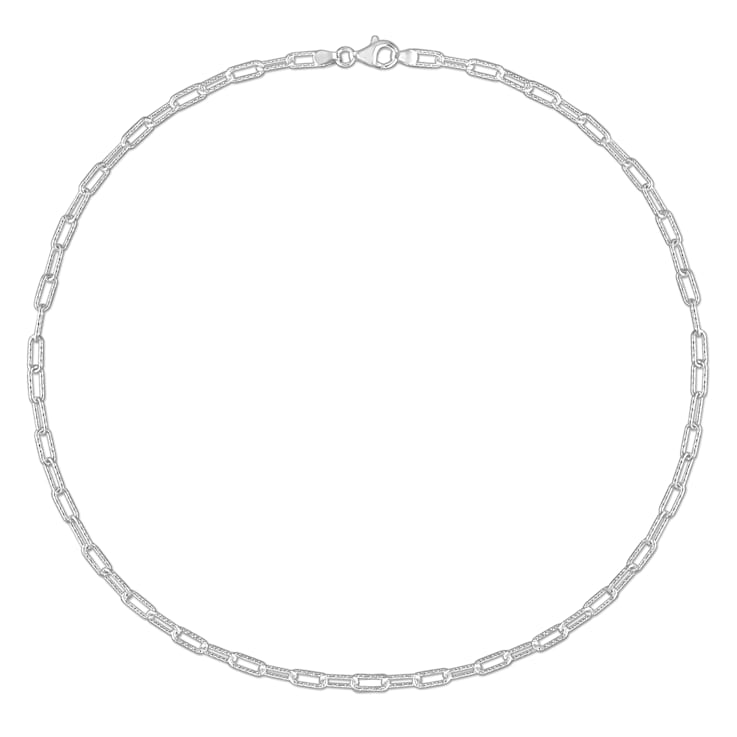 3.5MM Fancy Paperclip Chain Necklace in Sterling Silver