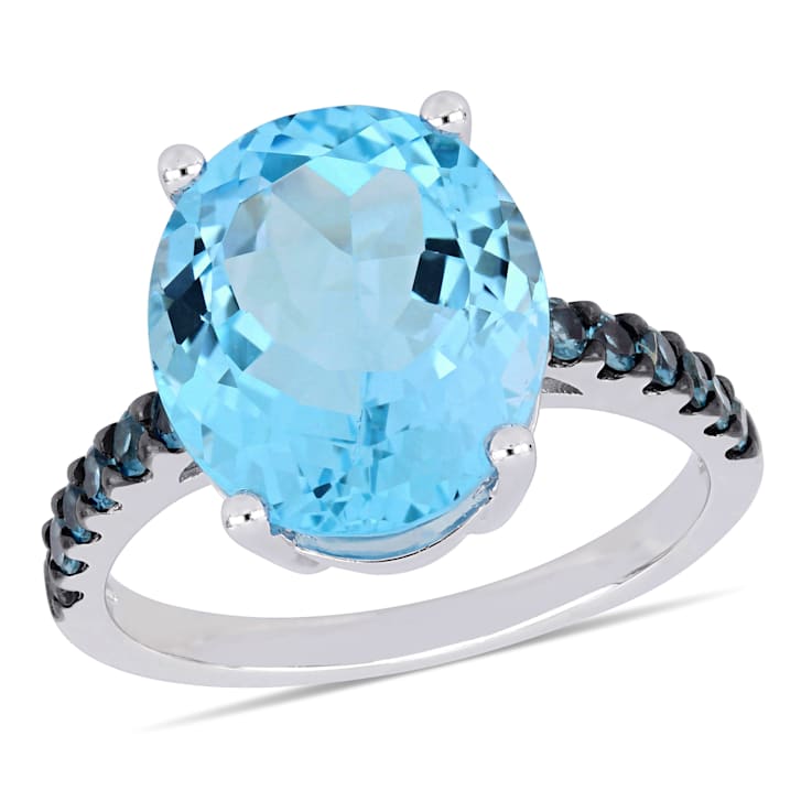 14.00 Carat London Blue Topaz Ring in Sterling Silver