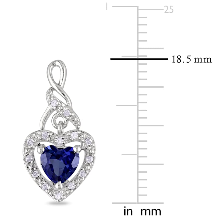 1 1/8 CT TGW Created Blue Sapphire and 1/8 CT TW Diamond Heart Twist
Earrings in Sterling Silver