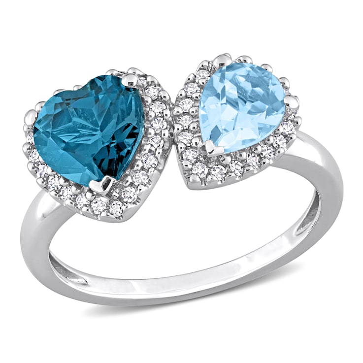 2 1/5 CT TGW London Blue Topaz, Sky Blue Topaz with 1/5 CT TW Diamond
Ring in 14K White Gold