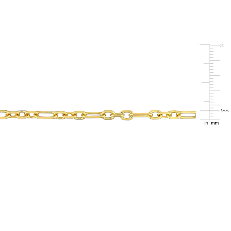 3MM Diamond Cut Figaro Chain Necklace in Yellow Plated Sterling Silver