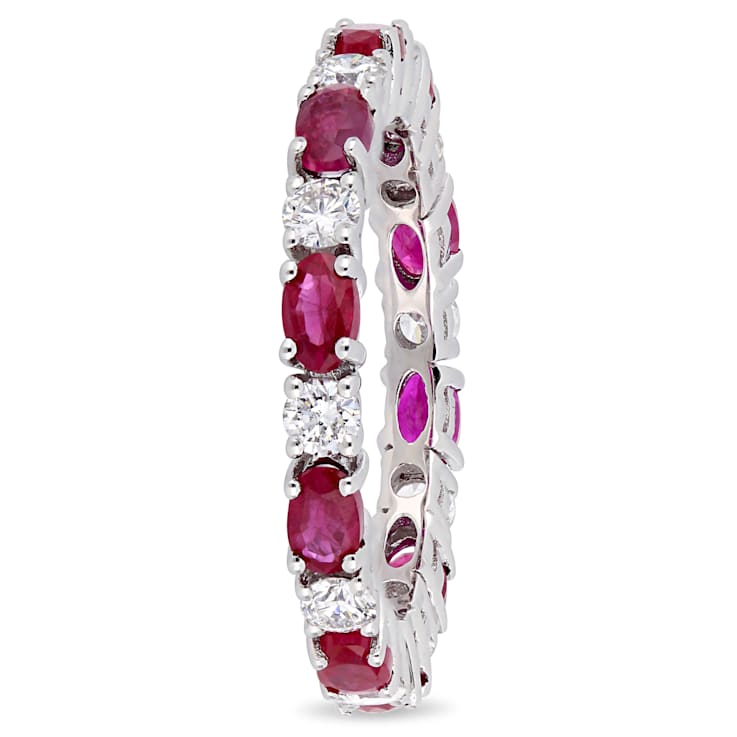 2 CT TGW Ruby and 3/4 CT TW Diamond Eternity Ring in 14K White Gold