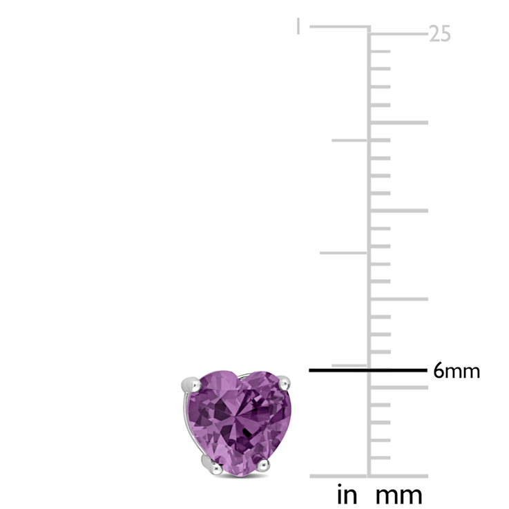 2 3/8 CT TGW Heart Shape Created Alexandrite Stud Earrings in Sterling Silver