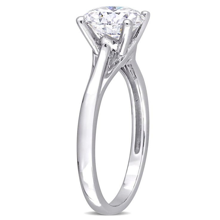 2 CT DEW Moissanite Solitaire Engagement Ring in 10K White Gold