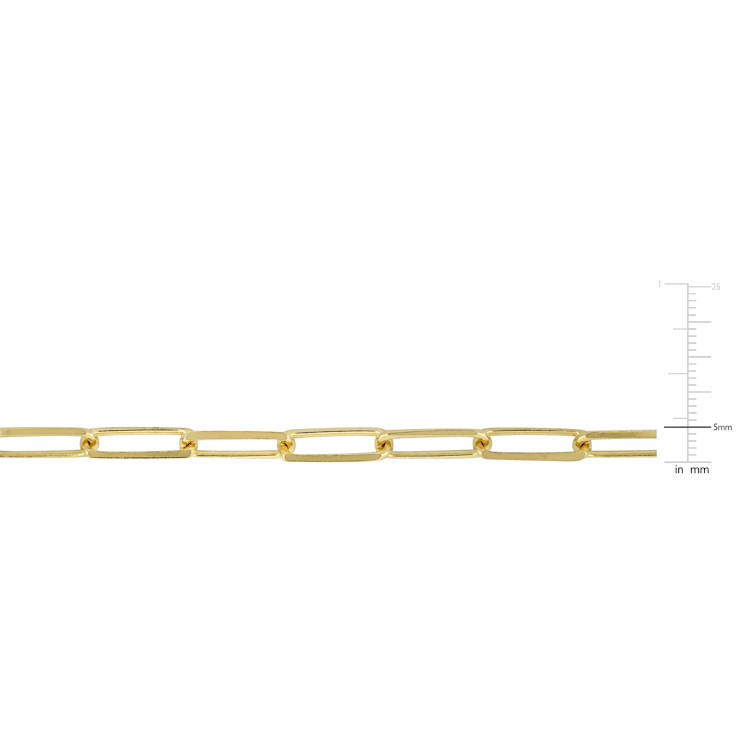 5MM Diamond Cut Paperclip Chain Necklace in Yellow Plated Sterling Silver