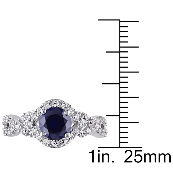 2 1/10 CT TGW Created Blue and Created White Sapphire Crossover Twist
Ring in Sterling Silver