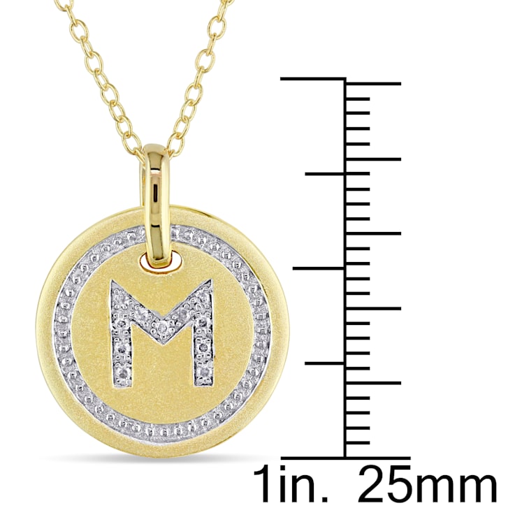 Diamond Initial "M" Pendant with Chain in 18K Yellow Gold Over
Sterling Silver