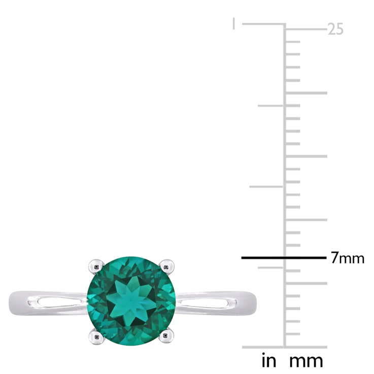 1 1/7 CTW Created Emerald Solitaire Ring in Sterling Silver