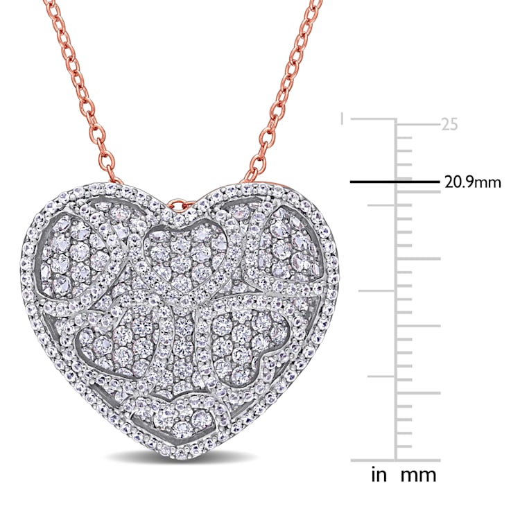 4 CT TGW Created White Sapphire Heart Cluster Necklace in 2-Tone
Sterling Silver