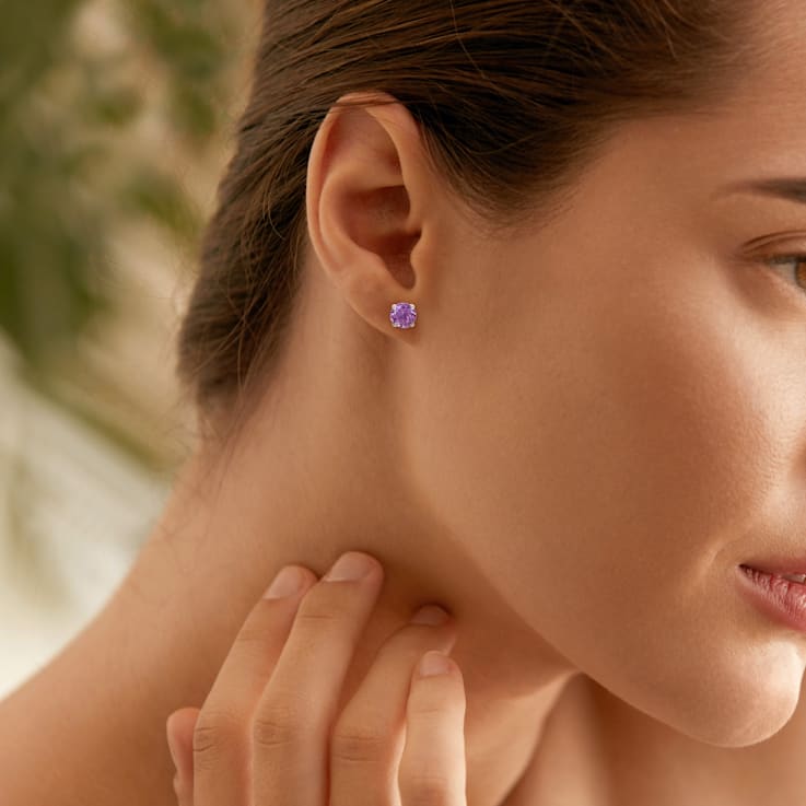 2 5/8 CT TGW Amethyst Stud Earrings in Sterling Silver