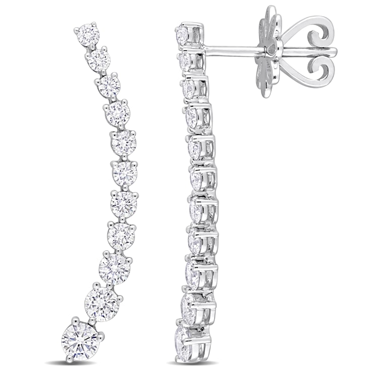1 1/6 CT TW Diamond Graduated Drop Earrings in 14K White Gold
