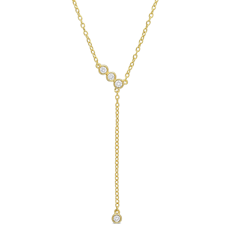 1/8 CT TGW Lab Grown Diamond Lariat Necklace in 18K Yellow Gold Plated
Sterling Silver