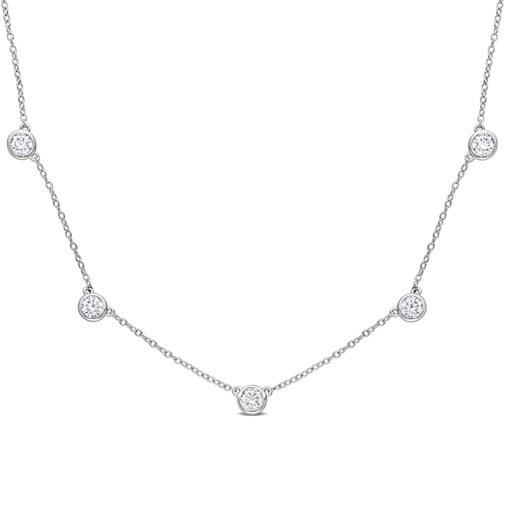 2 1/4 CT DEW Created Moissanite Yard Necklace in Sterling Silver