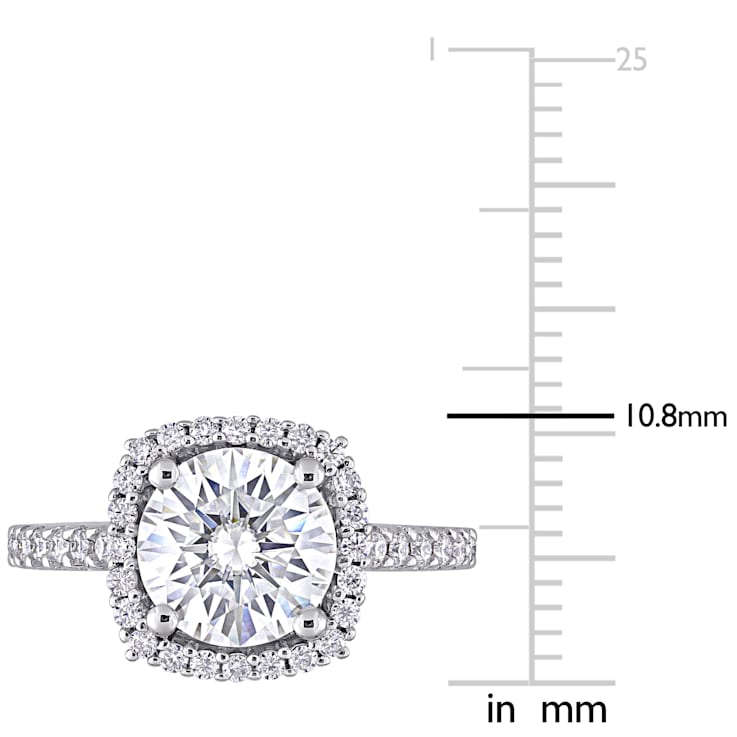 2-1/2 CT DEW Created Moissanite Halo Engagement Ring in 10K White Gold