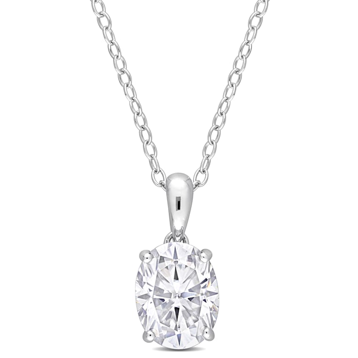 2 CT DEW Created Moissanite Solitaire Heart Design Pendant with Chain in
Sterling Silver