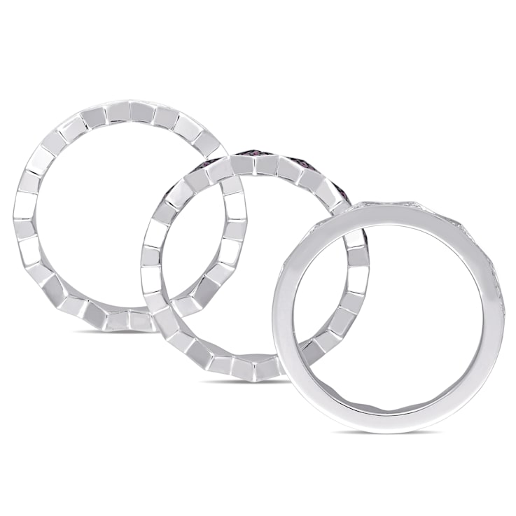 1 3/8 CT TGW Created Ruby and Created White Sapphire Ring Set in
Sterling Silver with BlacK Rhodium