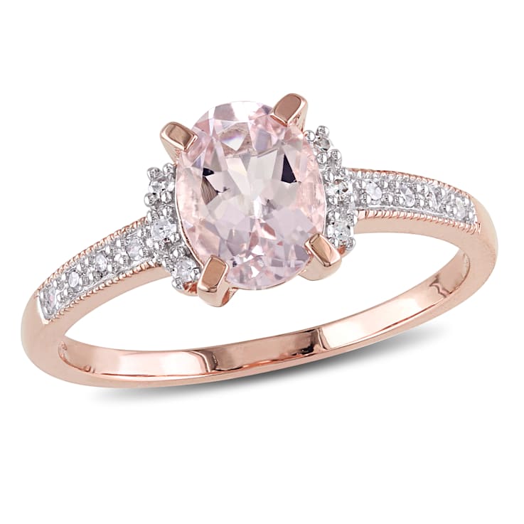 1 1/7 CT TGW Morganite and Diamond Accent Ring in 18K Rose Gold Over
Sterling Silver