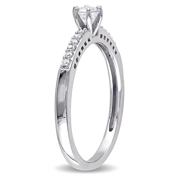 1/4 CT TGW Created White Sapphire and Diamond Accent Ring in Sterling Silver