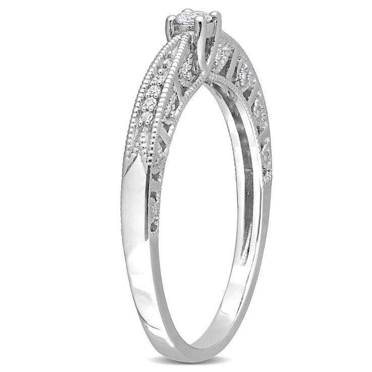 1/10 CT TW Diamond Vintage Engagement Ring in Sterling Silver