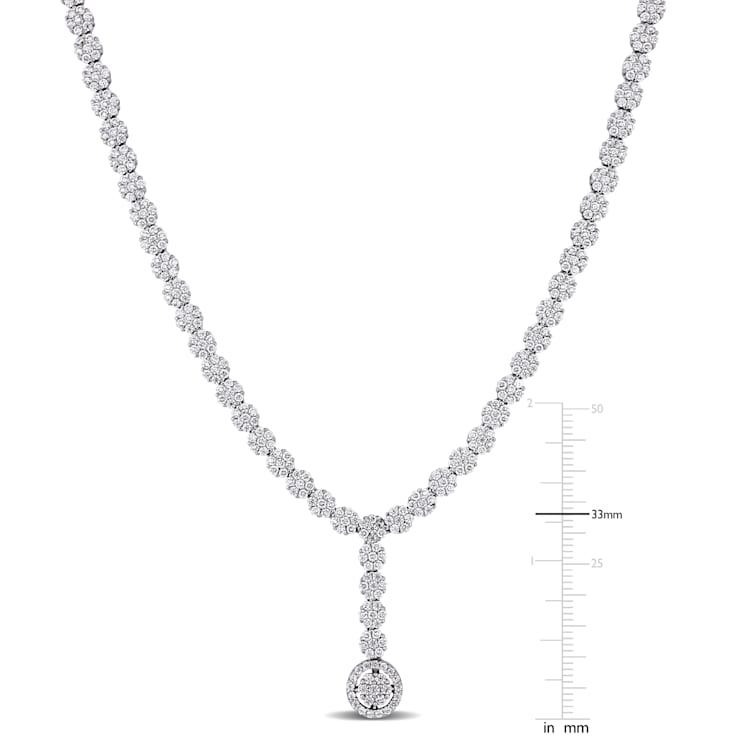 9 5/8 CT Cubic Zirconia Lariat Necklace in Sterling Silver