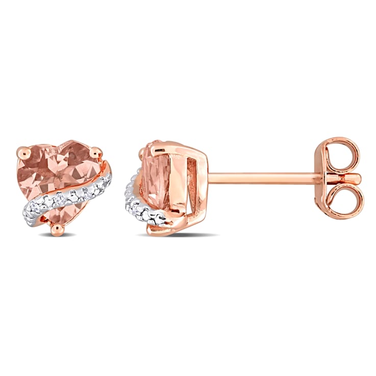 1 1/3 CT TGW Morganite and Diamond Accent Stud Earrings in Rose Plated
Sterling Silver