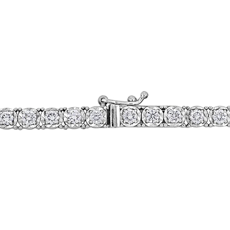 5 7/8ctw Lab-Grown Diamond Double Layer Tennis Necklace in 14K White Gold