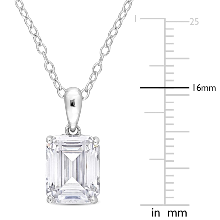 2 1/2 CT DEW Created Moissanite Solitaire Pendant with Heart Detail and
Chain in Sterling Silver
