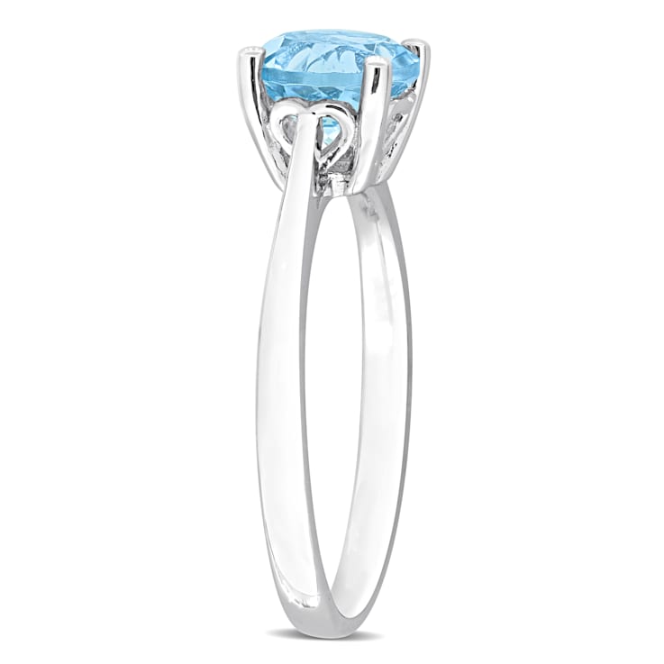 1 3/5 CTW Sky Blue Topaz Solitaire Ring in Sterling Silver