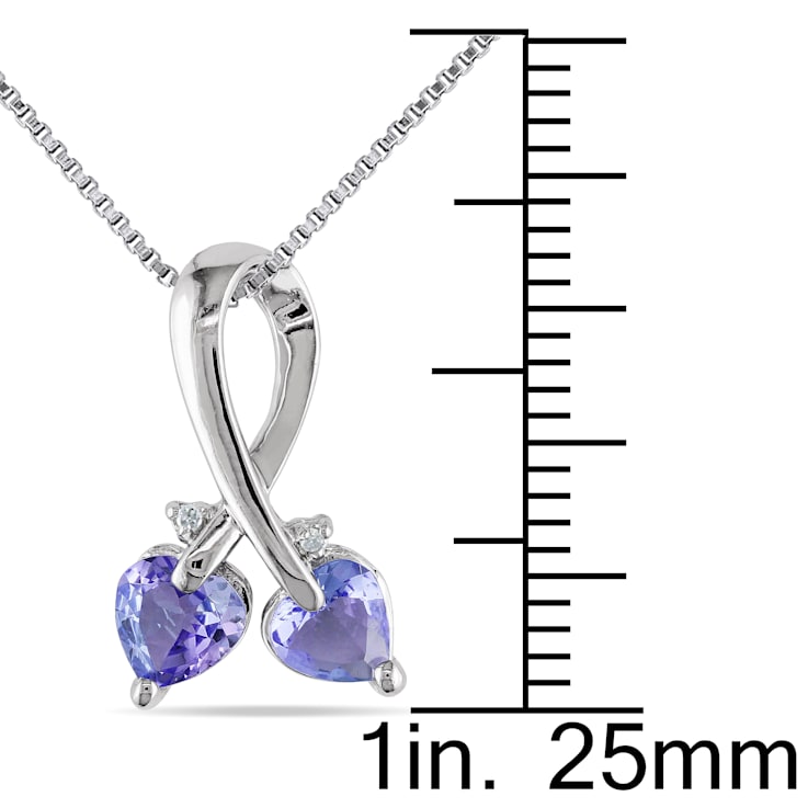 4/5 CT TGW Tanzanite and Diamond Accent Double Heart Pendant with Chain
in Sterling Silver