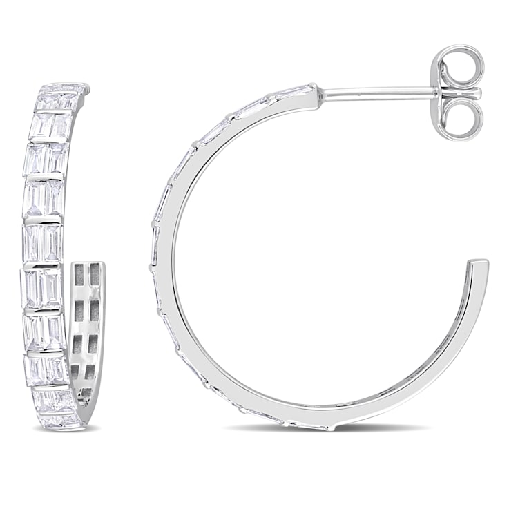 1 7/8 CT TW Diamond Open Hoop Earrings 14K White Gold