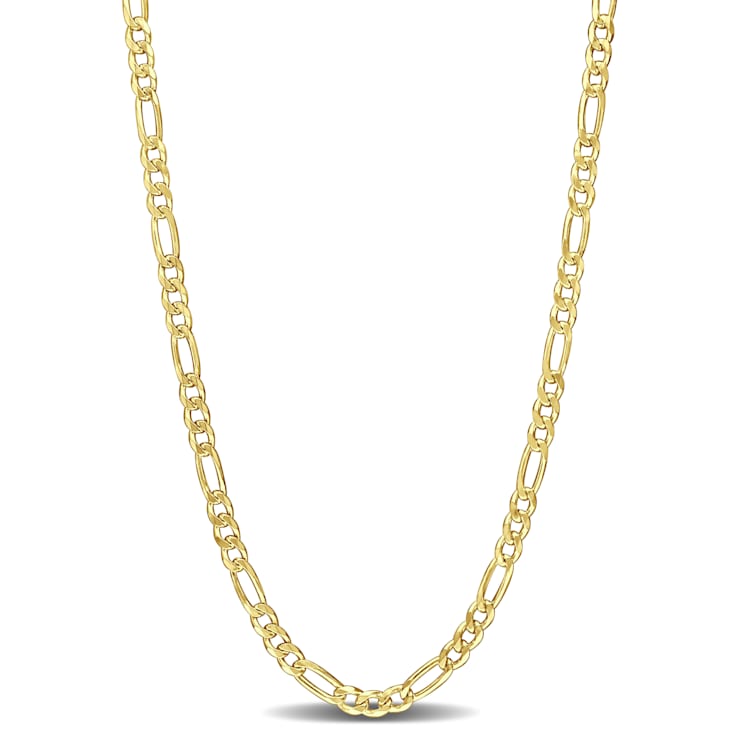 3.8mm Figaro Chain Necklace in 18k Yellow Gold Plated Sterling Silver,
24 in