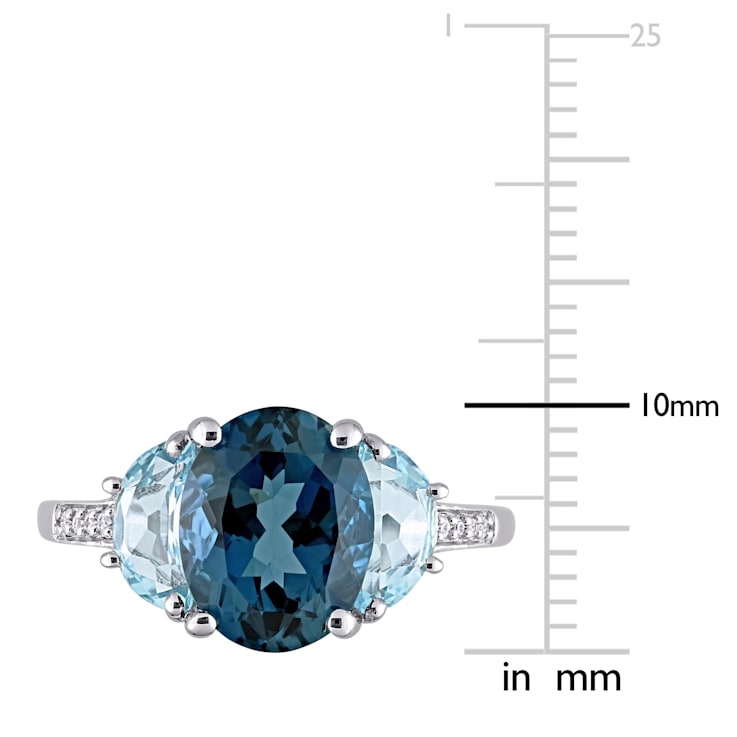 4 1/2 CT TGW London Blue and Sky Blue Topaz with Diamond