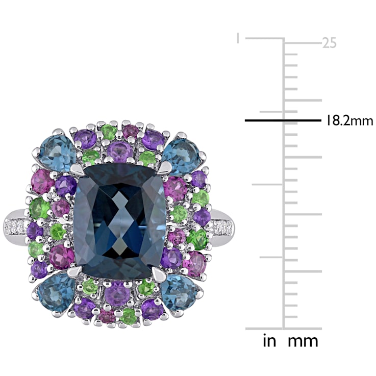 5 4/5 CTW Multi-Gemstone and Diamond Accent Cocktail Ring in Sterling Silver