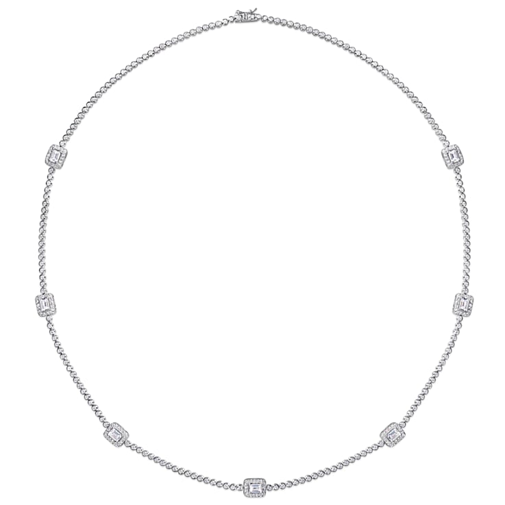 15 CT TGW Cubic Zirconia Station Necklace in Sterling Silver