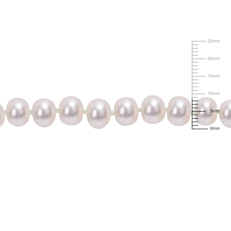 7 - 7.5 MM Freshwater Cultured Pearl 18" Strand with Sterling
Silver Ball Clasp
