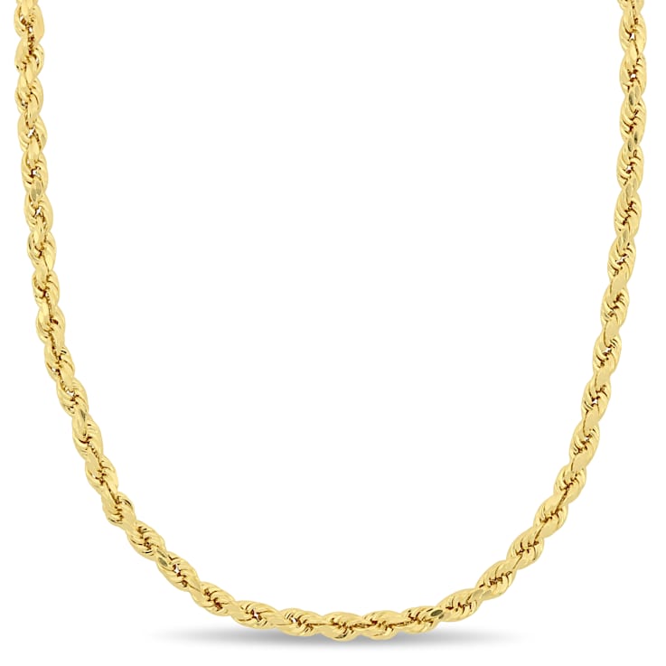 20 Inch Rope Chain Necklace in 10k Yellow Gold (3 mm)