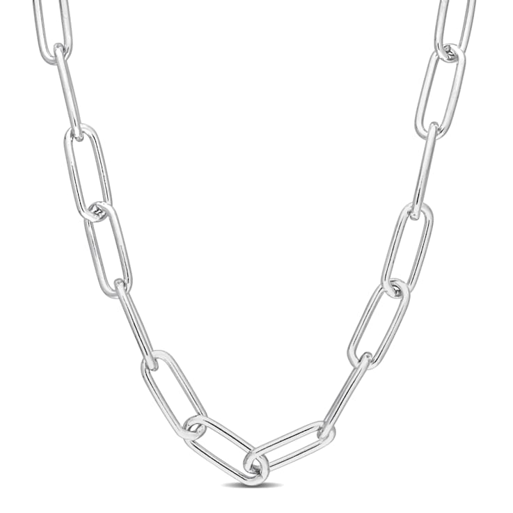 6MM Polished Paperclip Chain Necklace in Sterling Silver